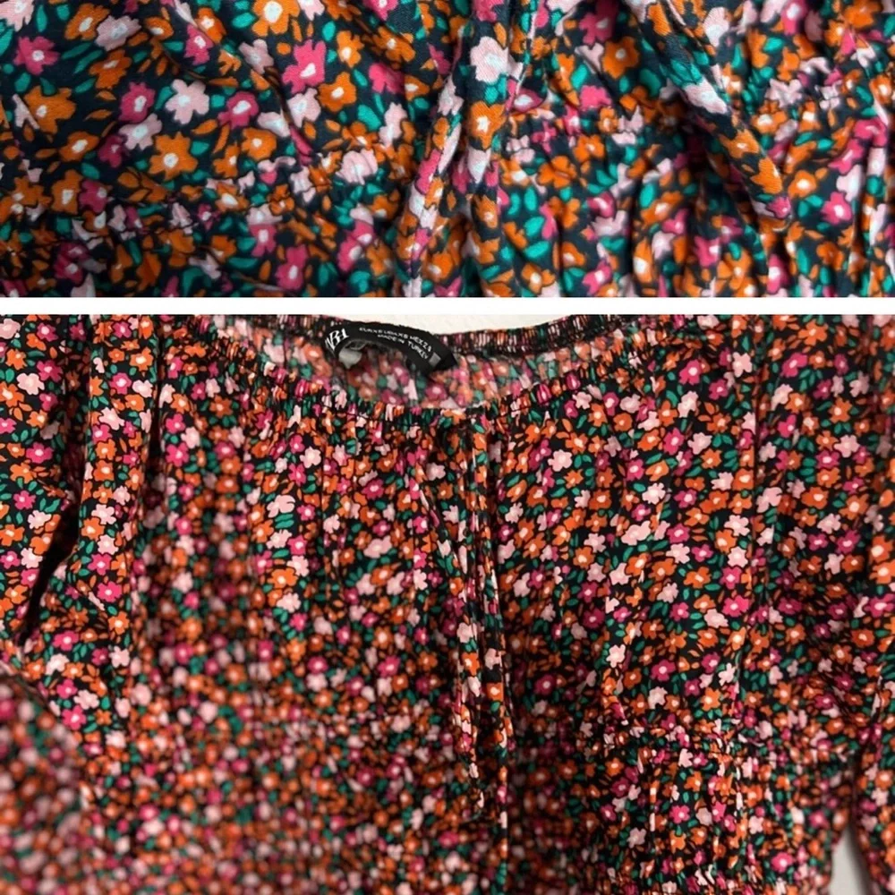 Zara Black Multicolor Floral Blouse - Picture 4 of 6
